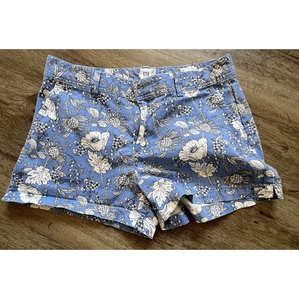 GAP Blue White Floral Cotton-Blend Shorts